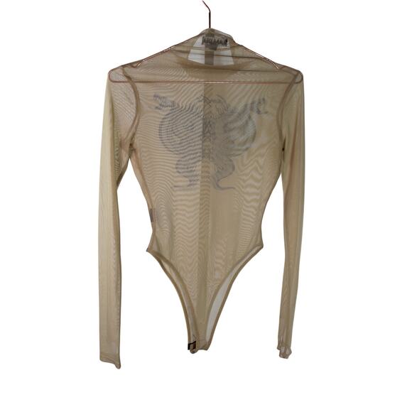 I AM GIA Sheer Long Sleeve Bodysuit Snake Tattoo Print Small - Picture 2 of 15